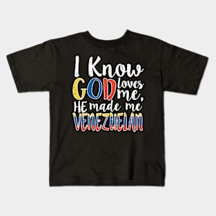 God Loves Me He Made Me Venezuelan Flag Colors T-Shirt T-Shirt Kids T-Shirt